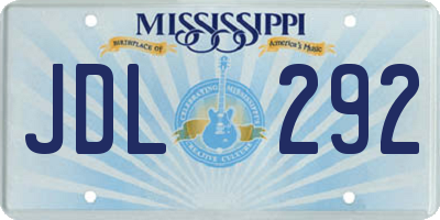 MS license plate JDL292