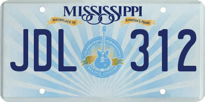 MS license plate JDL312