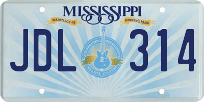MS license plate JDL314