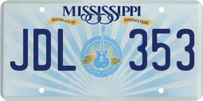 MS license plate JDL353