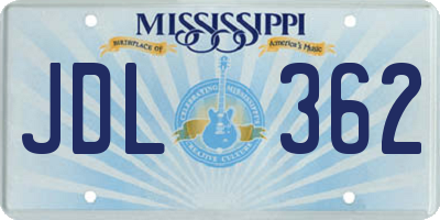 MS license plate JDL362
