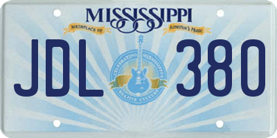 MS license plate JDL380