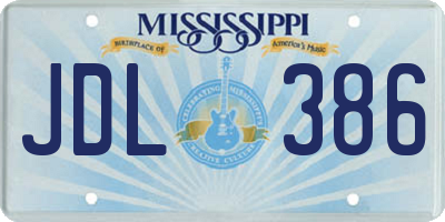 MS license plate JDL386
