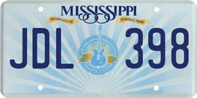 MS license plate JDL398
