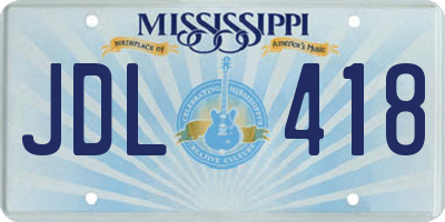 MS license plate JDL418