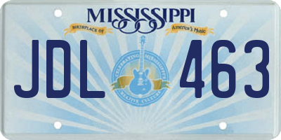 MS license plate JDL463