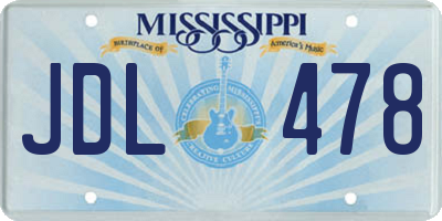 MS license plate JDL478