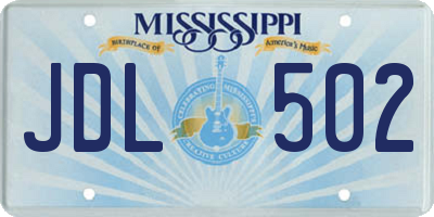 MS license plate JDL502