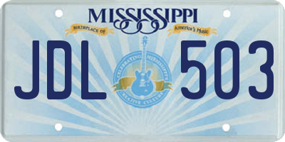 MS license plate JDL503