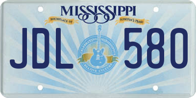 MS license plate JDL580