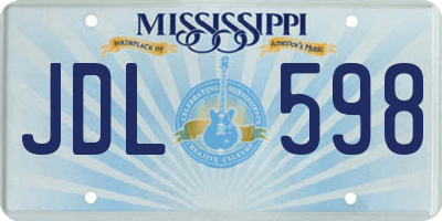 MS license plate JDL598