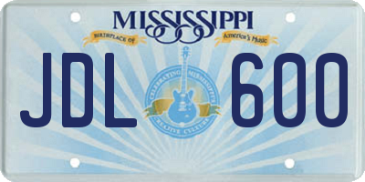 MS license plate JDL600
