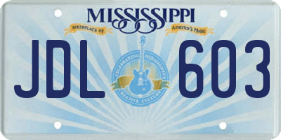 MS license plate JDL603