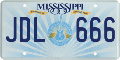 MS license plate JDL666