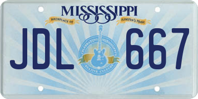 MS license plate JDL667