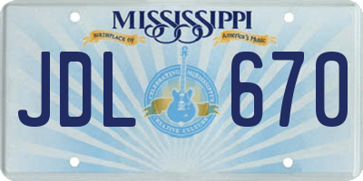 MS license plate JDL670