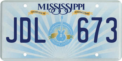 MS license plate JDL673