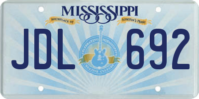 MS license plate JDL692