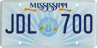 MS license plate JDL700