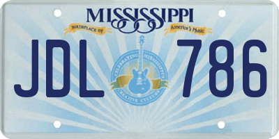 MS license plate JDL786