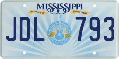 MS license plate JDL793