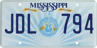 MS license plate JDL794