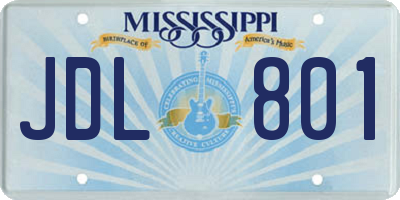 MS license plate JDL801