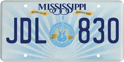 MS license plate JDL830
