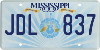 MS license plate JDL837