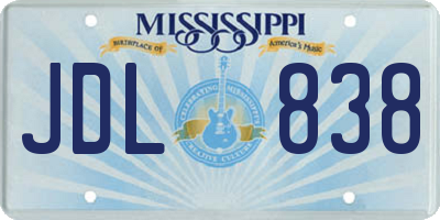 MS license plate JDL838