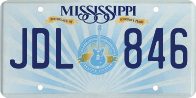 MS license plate JDL846