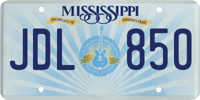 MS license plate JDL850