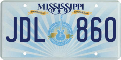 MS license plate JDL860