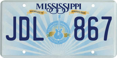 MS license plate JDL867