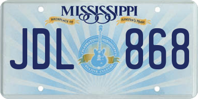 MS license plate JDL868
