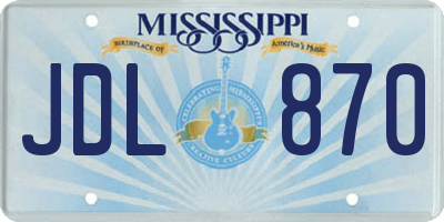 MS license plate JDL870