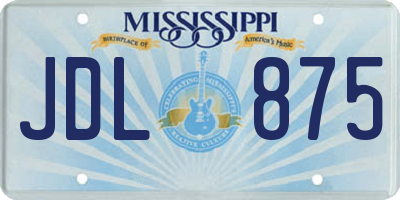 MS license plate JDL875