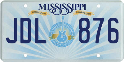 MS license plate JDL876