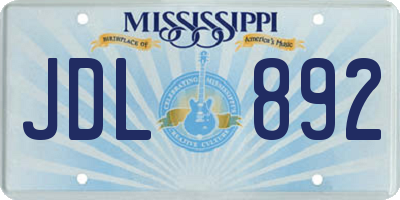 MS license plate JDL892