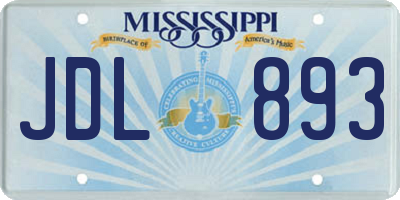 MS license plate JDL893