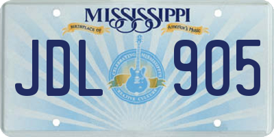 MS license plate JDL905