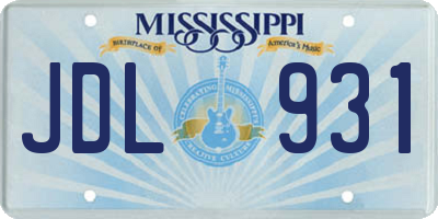 MS license plate JDL931