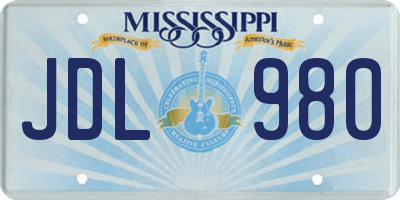 MS license plate JDL980