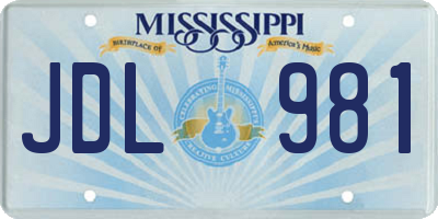 MS license plate JDL981