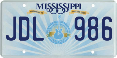 MS license plate JDL986