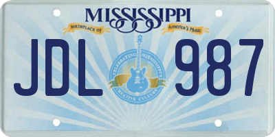 MS license plate JDL987
