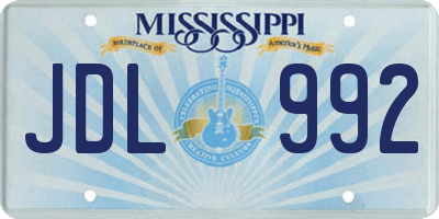 MS license plate JDL992