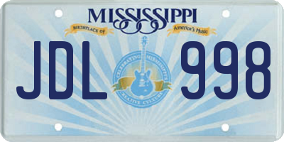 MS license plate JDL998