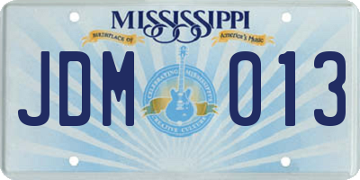 MS license plate JDM013