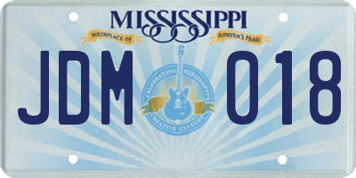 MS license plate JDM018